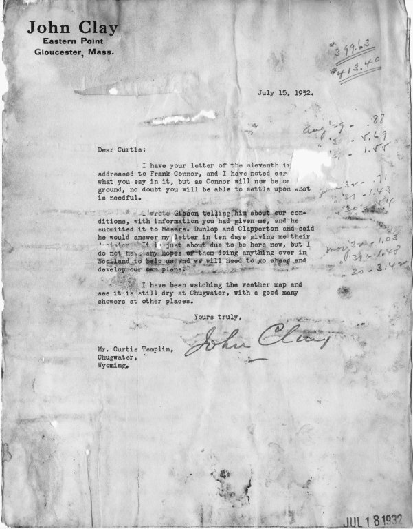 Correspondence: John Clay & Company, July 1932